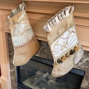 Christmas Stockings Set of 2 Decorative Burlap Large